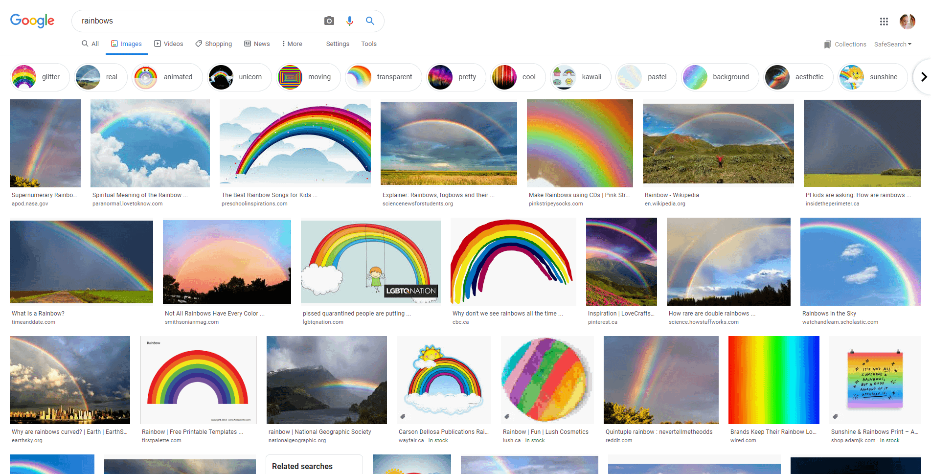 Image search of Rainbows